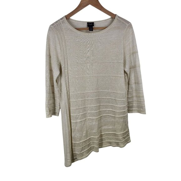 Chicos Travelers Metallic‎ Lightweight Sweater Size M Chico's Size 1 - Picture 1 of 8